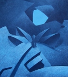 2006 - "Ying Yang au clair de lune"  Acrylique sur toile encollée sur isorel - 56 x 49,6 cm. Acrylic on canvas bonded on masonite - 22 x 19,5 in. Adagp © Vida.