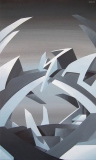 2006 - "Épicentre"  Acrylique sur toile encollée sur isorel - 68,7 x 40,3 cm. "Epicenter"  Acrylic on canvas bonded on masonite - 27 x 15,8 in. Adagp © Vida.